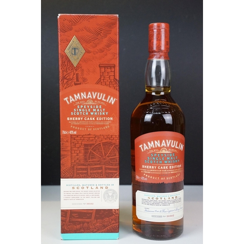 411 - Alcohol - three bottles of Tamnavulin Speyside Single Malt Scotch Whisky, comprising: Sherry Cask Ed... 