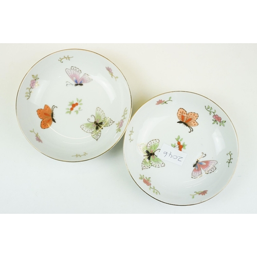 80 - Pair of Harrods, Chelson China small saucers with burnished gold edging, Dubarry Limoges porcelain b... 