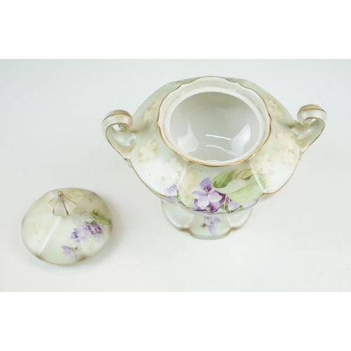 98 - R.S Poland China tea service set with lilac flowers and gilt detail comprising of three cups, four s... 