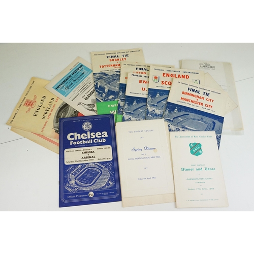 355 - A collection of sports programmes and ephemera to include Rugby, Football, Cricket and athletics exa... 