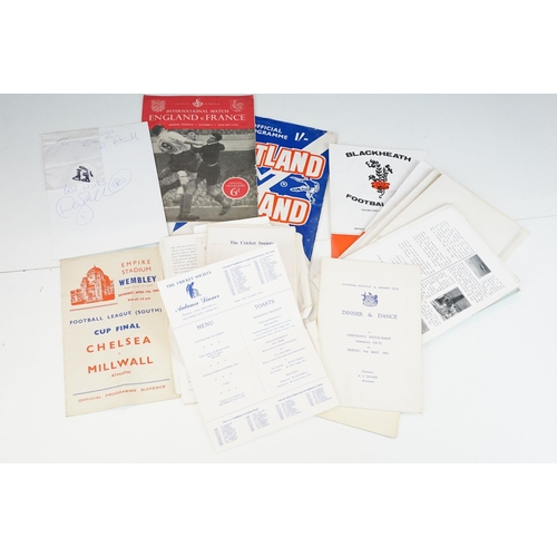 355 - A collection of sports programmes and ephemera to include Rugby, Football, Cricket and athletics exa... 