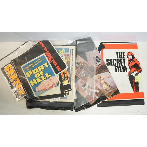 359 - Collection of mid 20th century and later promotional film and adult movie posters to include Massacr... 