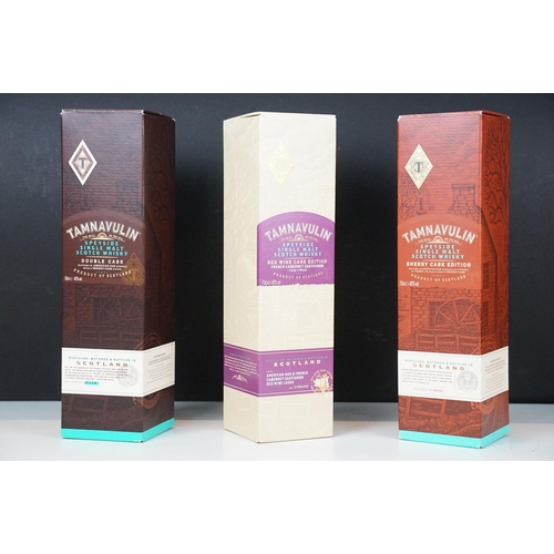 411 - Alcohol - three bottles of Tamnavulin Speyside Single Malt Scotch Whisky, comprising: Sherry Cask Ed... 