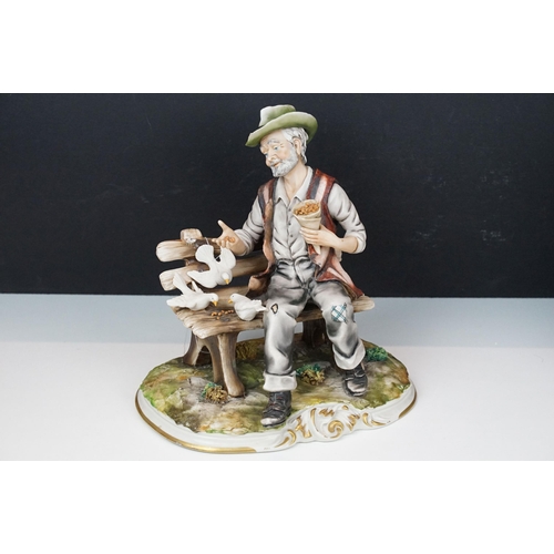 87 - Group of Capo di Monte figurines to include Ice cream maker, tramp, girl with rose and boy by campfi... 