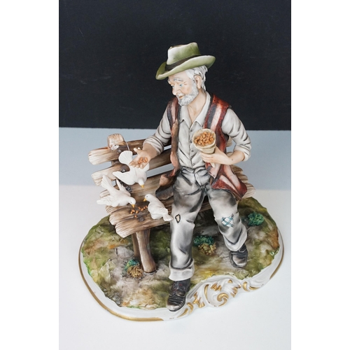 87 - Group of Capo di Monte figurines to include Ice cream maker, tramp, girl with rose and boy by campfi... 