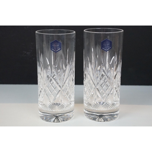 96 - Bohemia crystal 'Blues' pair of high ball glasses, Tudor lead crystal pair of brandy glasses along w... 