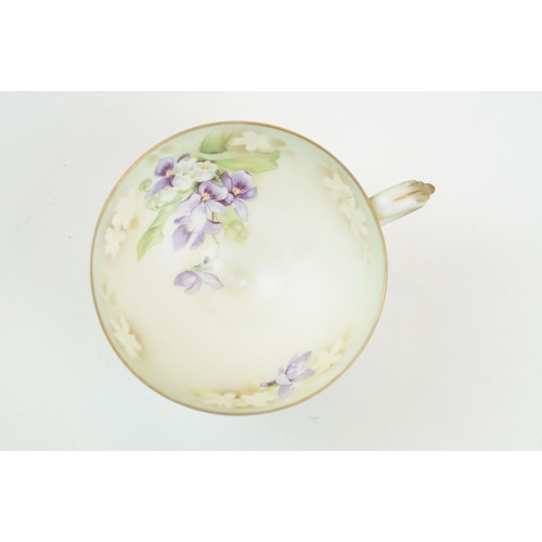 98 - R.S Poland China tea service set with lilac flowers and gilt detail comprising of three cups, four s... 