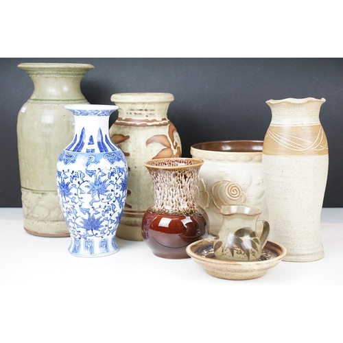 125 - Quantity of studio and West German pottery vases and bowl, some with makers marks