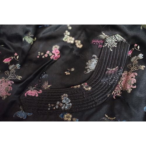 269A - Vintage Qipao style black embroidered Chinese jacket with detailed collar, pocket and front stitchin... 