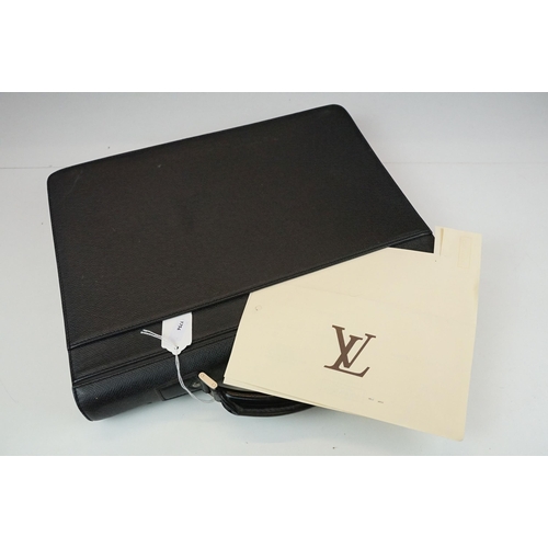 278 - Louis Vuitton black leather Robusto briefcase, flap closure with latch, handle to top, lined in canv... 