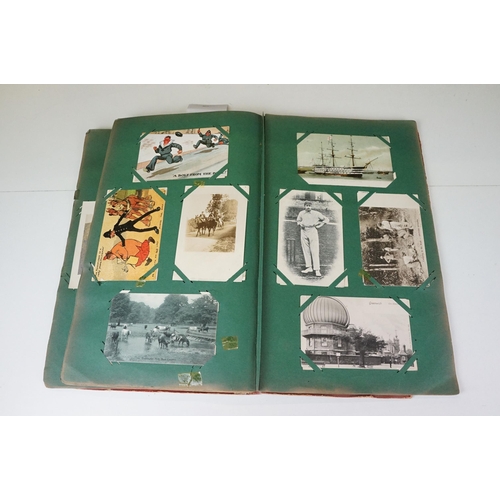 290 - An early 20th century postcard album with contents to include a good selection of real photo and pri... 