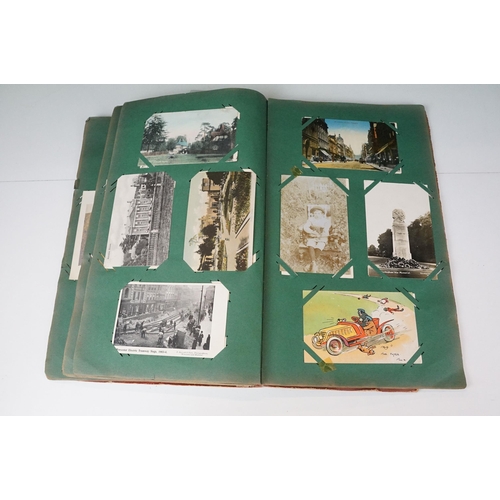 290 - An early 20th century postcard album with contents to include a good selection of real photo and pri... 