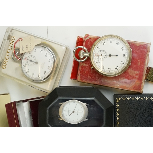 308 - A collection of watches and stopwatches to include a boxed Heuer stopwatch, two Lemania stopwatches,... 