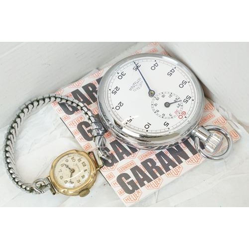 308 - A collection of watches and stopwatches to include a boxed Heuer stopwatch, two Lemania stopwatches,... 