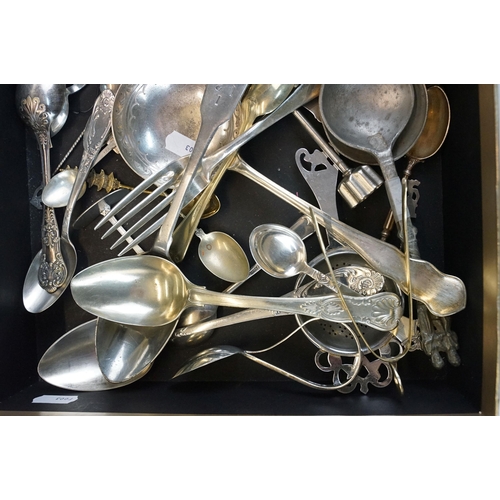 317 - A collection of mixed silver plated cutlery to include World war One war department examples togethe... 