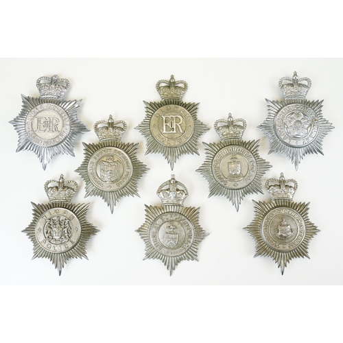 319 - A collection of police constabulary helmet badges to include Southport, Cornwall and Lancashire exam... 