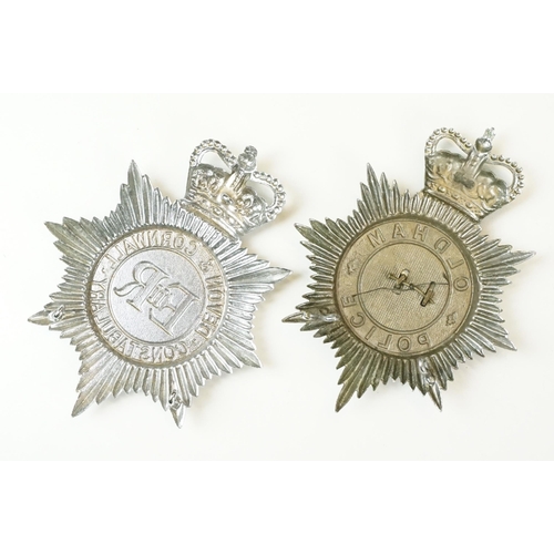 319 - A collection of police constabulary helmet badges to include Southport, Cornwall and Lancashire exam... 