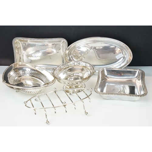 375 - Silver plate selection of five service dishes and trays to include Mappin Brothers examples