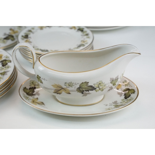 117 - Quantity of Royal Doulton 'Larchmont' leaf pattern tableware to include two lidded serving dishes, s... 