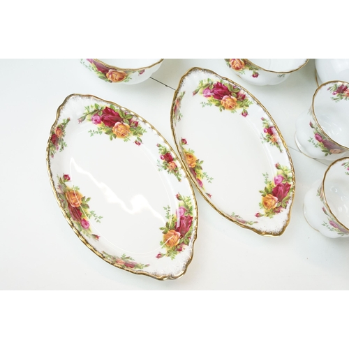 118 - Large collection of 'Old Country Roses' gilt and rose tea service set to include two cake plates, tw... 