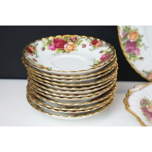 118 - Large collection of 'Old Country Roses' gilt and rose tea service set to include two cake plates, tw... 