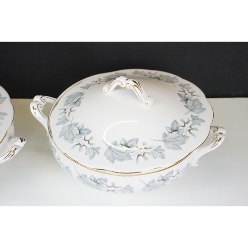 119 - Royal Albert 'Silver Maple' leaf design part dinner and coffee service set, to include sixteen sauce... 