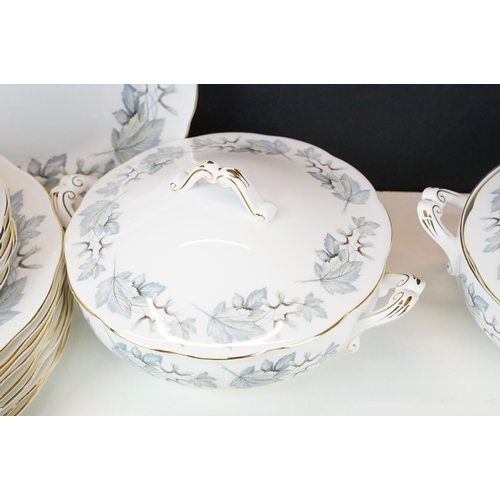 119 - Royal Albert 'Silver Maple' leaf design part dinner and coffee service set, to include sixteen sauce... 