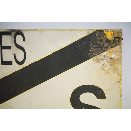 331 - Large Emergency Water Supply metal vintage sign, numbered 320, 113,600 litres, H 50cm, W 101cm