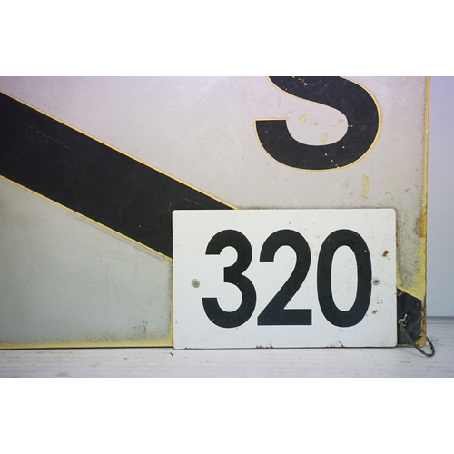 331 - Large Emergency Water Supply metal vintage sign, numbered 320, 113,600 litres, H 50cm, W 101cm