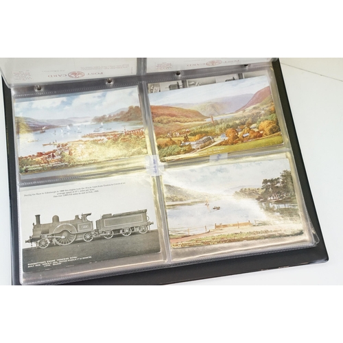 335 - A collection of early 20th century postcards contained within a collectors albums to include Railway... 