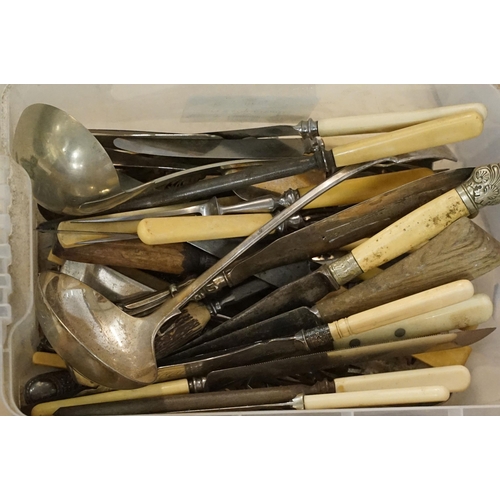 449 - Large collection of silver plated flatware, cutlery and serving items (1 box)