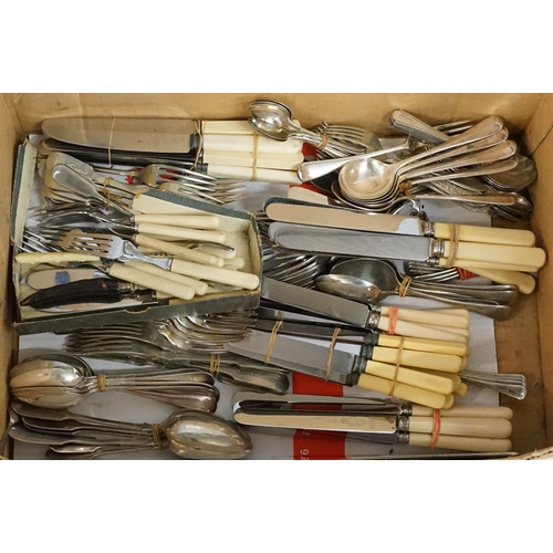 449 - Large collection of silver plated flatware, cutlery and serving items (1 box)