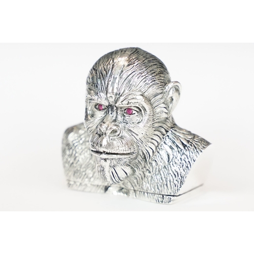 263 - Silver plated vesta case in the form of a gorilla torso