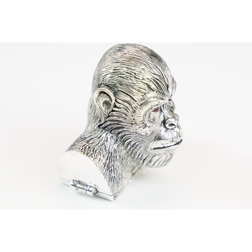 263 - Silver plated vesta case in the form of a gorilla torso