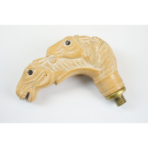 265 - Walking cane handle in the form of three horses