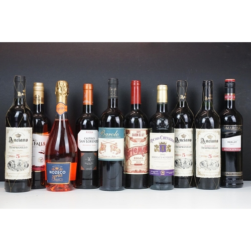 442 - Alcohol - Anciano 2012 x 3 bottles, Castillo San Lorenzo Rioja 2010, Corte Mayor Rioja 2010, Barolo ... 