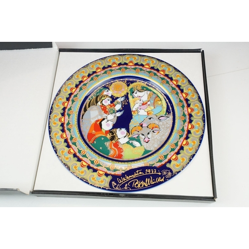 52A - Collection of five Rosenthal Christmas and collectors plates by Bjorn Wiinblad to include three boxe... 