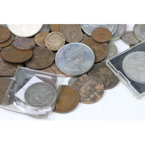 198 - A collection of mainly British pre decimal coins to include King George III examples together with s... 