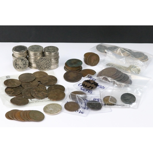 206 - A collection of British pre decimal coins to include Queen Victoria examples together with uncircula... 