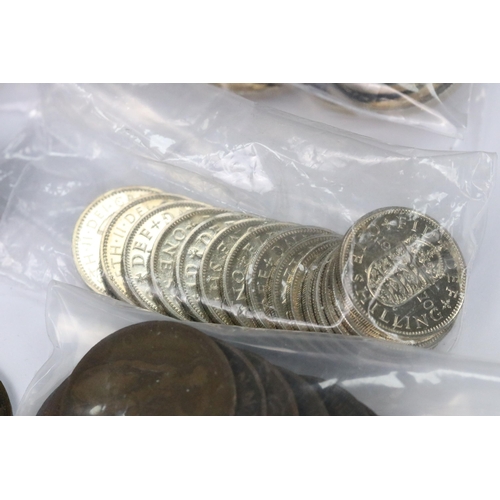 206 - A collection of British pre decimal coins to include Queen Victoria examples together with uncircula... 