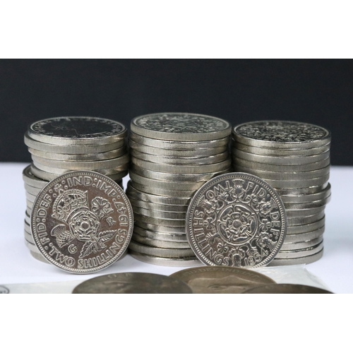 206 - A collection of British pre decimal coins to include Queen Victoria examples together with uncircula... 