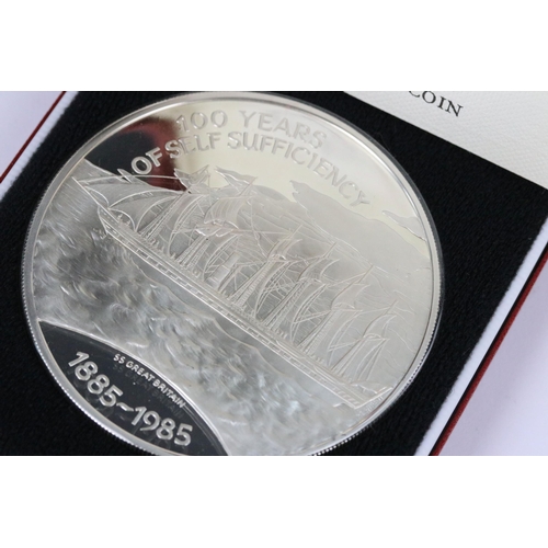 107 - A Royal Mint Falkland Island 100th anniversary of self sufficiency commemorative silver proof coin, ... 