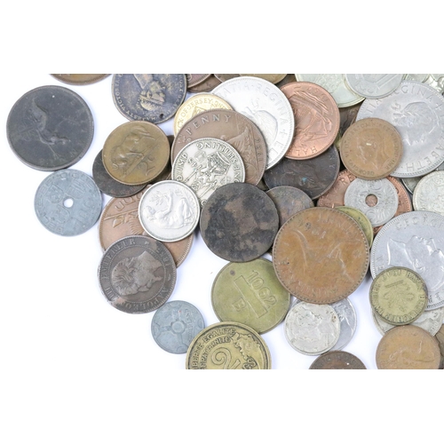 116 - A small collection of British and world coins to include King George III and silver examples.