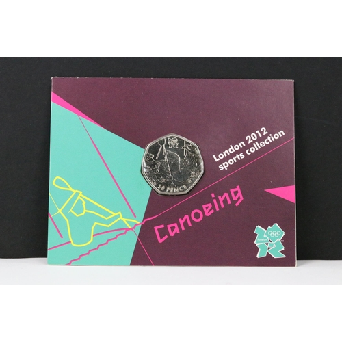 117 - A collection of British London 2012 Olympic games commemorative uncirculated 50p coins, all within o... 