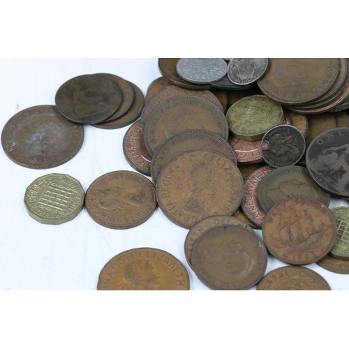 126 - A collection of mainly British pre decimal coins to include silver examples together with a small qu... 