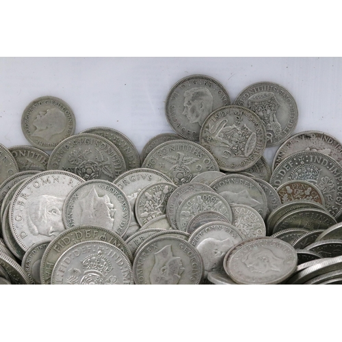 131 - A large collection of British pre decimal silver coins to include pre 1920 and pre 1947 examples, co... 