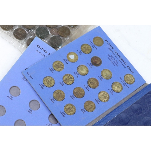 132 - A collection of mainly British pre decimal coins contained within collectors folders to include a go... 