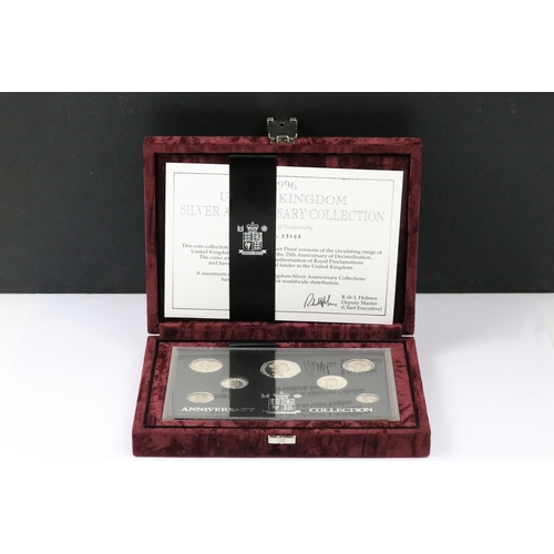 134 - A Royal Mint Queen Elizabeth II United Kingdom 1996 silver proof coin anniversary collection, encaps... 