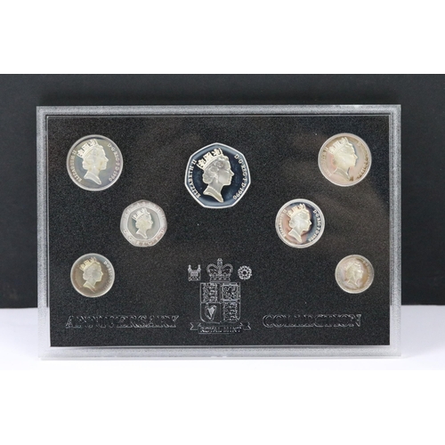 134 - A Royal Mint Queen Elizabeth II United Kingdom 1996 silver proof coin anniversary collection, encaps... 