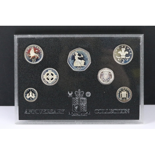 134 - A Royal Mint Queen Elizabeth II United Kingdom 1996 silver proof coin anniversary collection, encaps... 